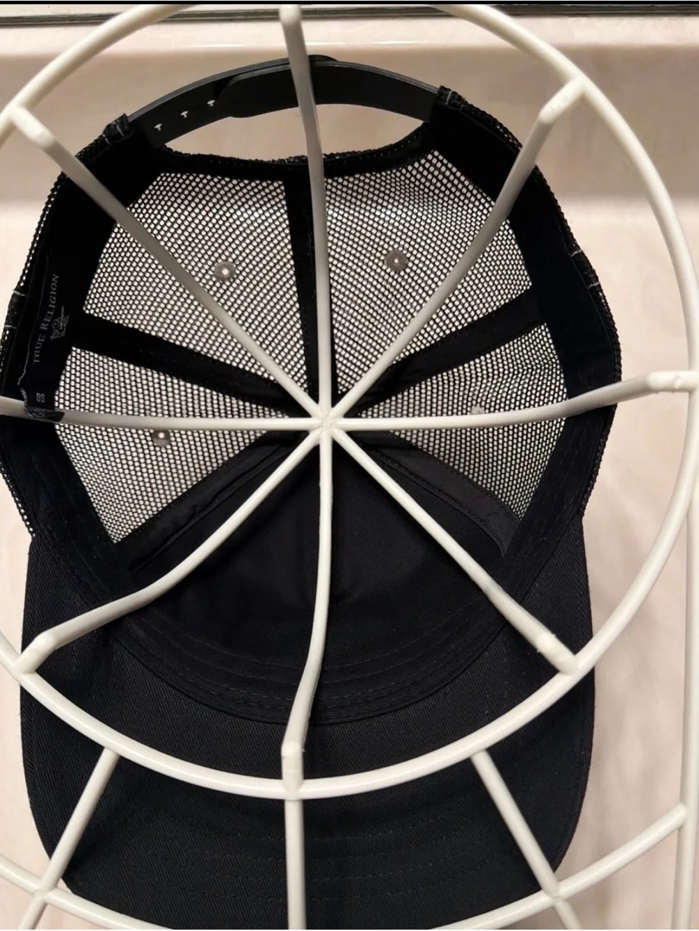 True Religion Black Cap with White Logo Guitar Graphic